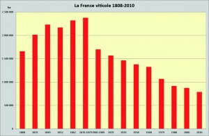 La production vinicole française de 1808 à 2010